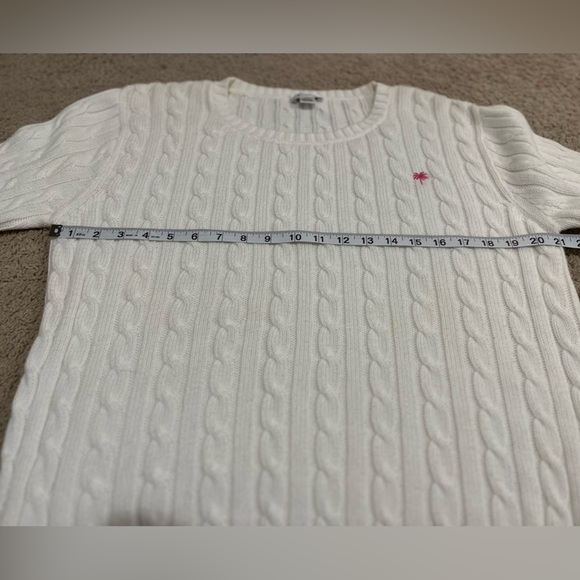 Lilly Pulitzer 100% Cotton Cable Knit Crewneck White Sweater Sz M - Picture 8 of 10